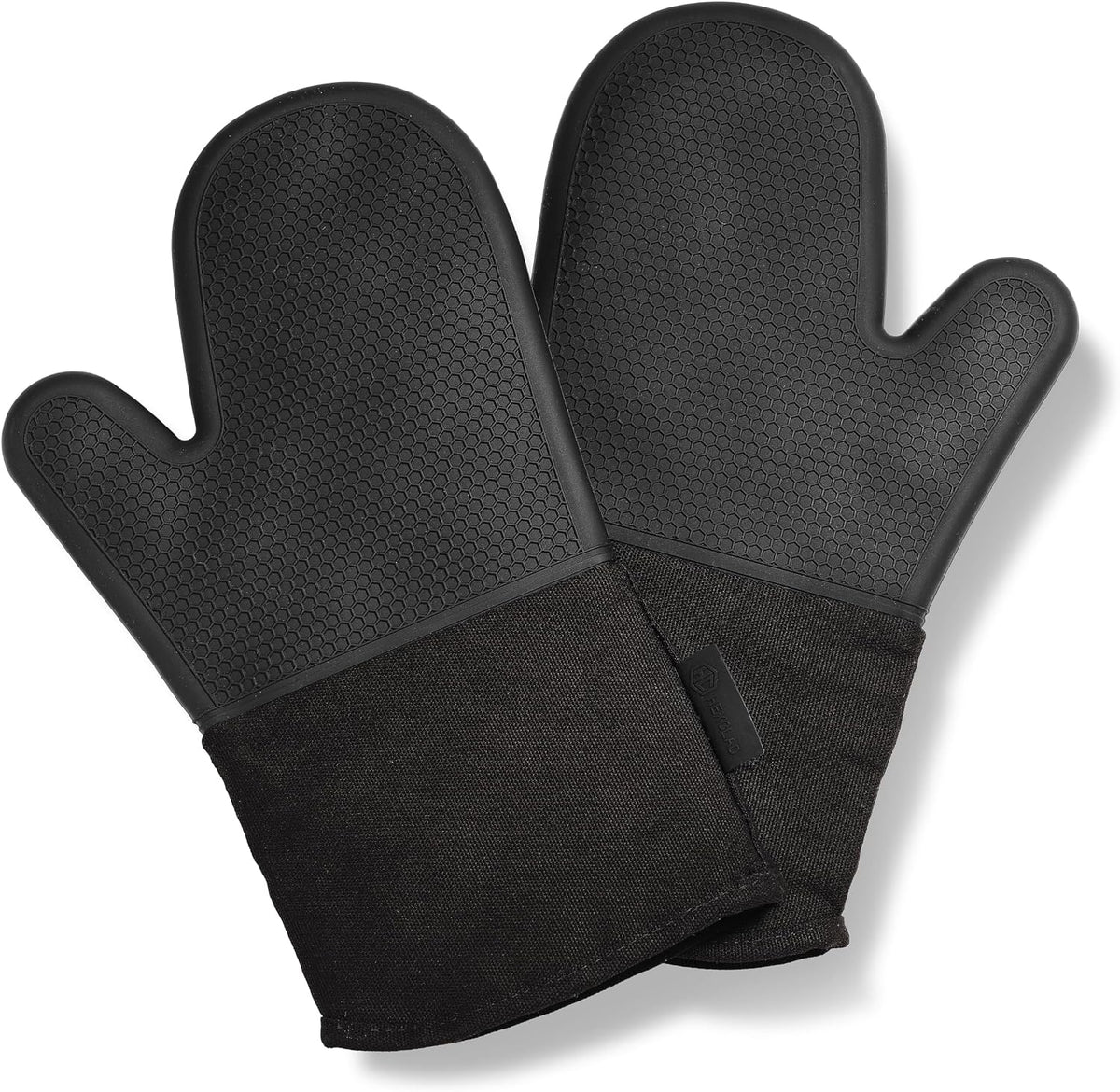 HexClad Black Set of 2 Silicone Oven Mitts, Heat Resistant to 500ºF