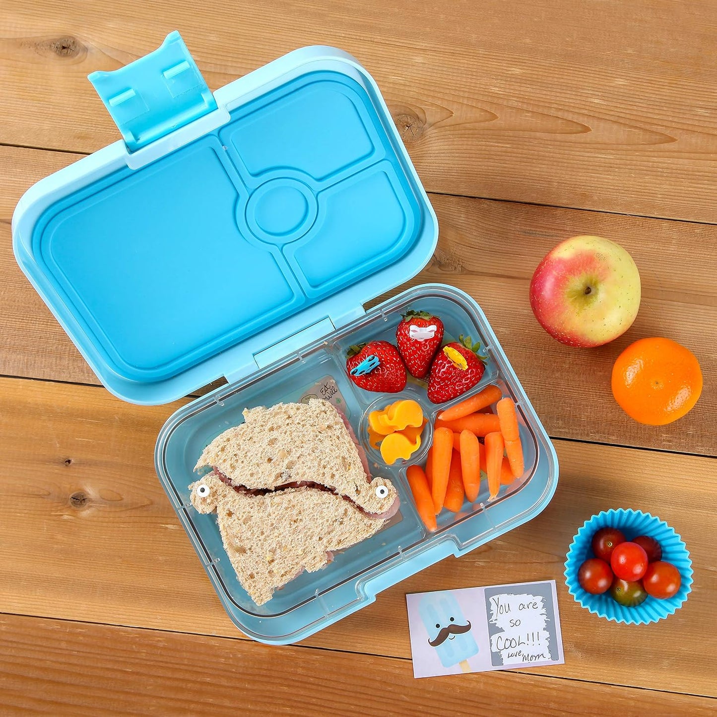 Complete Bento Lunch Box Supplies and Accessories For Kids - Sandwich Cutter and Bread Crust Shape Remover - Mini Vegetable Fruit Shapes cookie cutters - Silicone Cup Dividers - FREE Food Pick forks