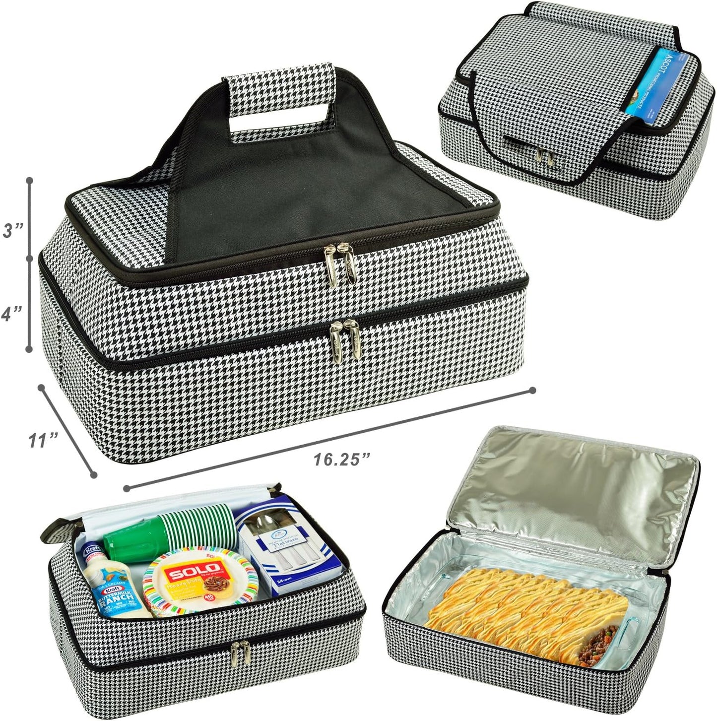 Picnic at Ascot Original Insulated Double Layer Thermal Food and Casserole Carrier- keeps Food Hot or Cold- Designed & Quality Approved in the USA