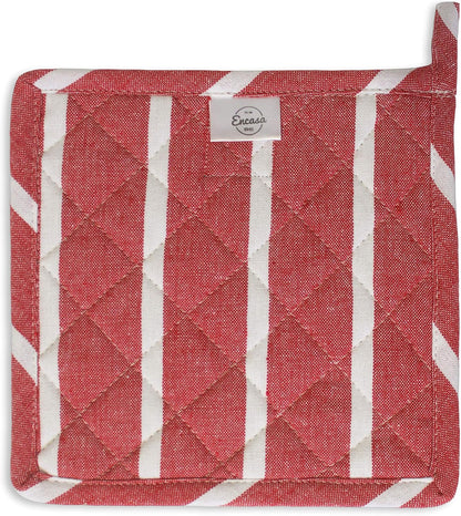 Encasa XO Pot Holders, Quilted Kitchen Hot Pads 8"x8" Black