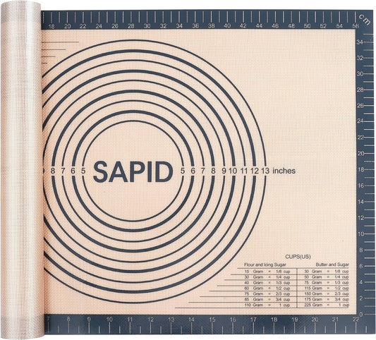 Sapid Extra Thick Silicone Pastry Mat Non-slip with Measurements for Non-stick Silicone Baking Mat Extra Large, Dough Rolling, Pie Crust, Kneading Mats, Countertop, Placement Mats (24" x 36", Gray)