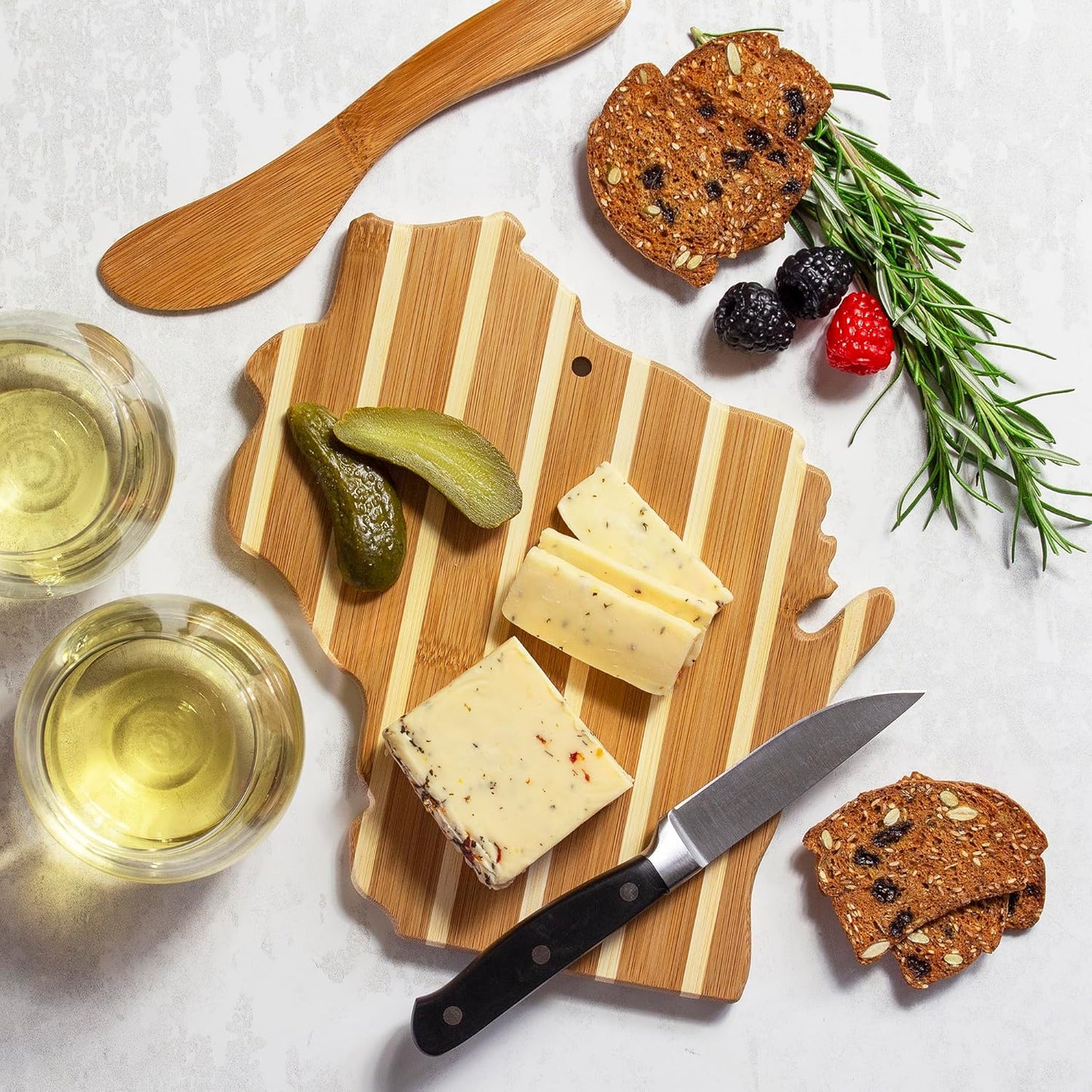Totally Bamboo California Charcuterie Board with Spreader Knife Gift Set, 11-3/8" x 8-7/8"