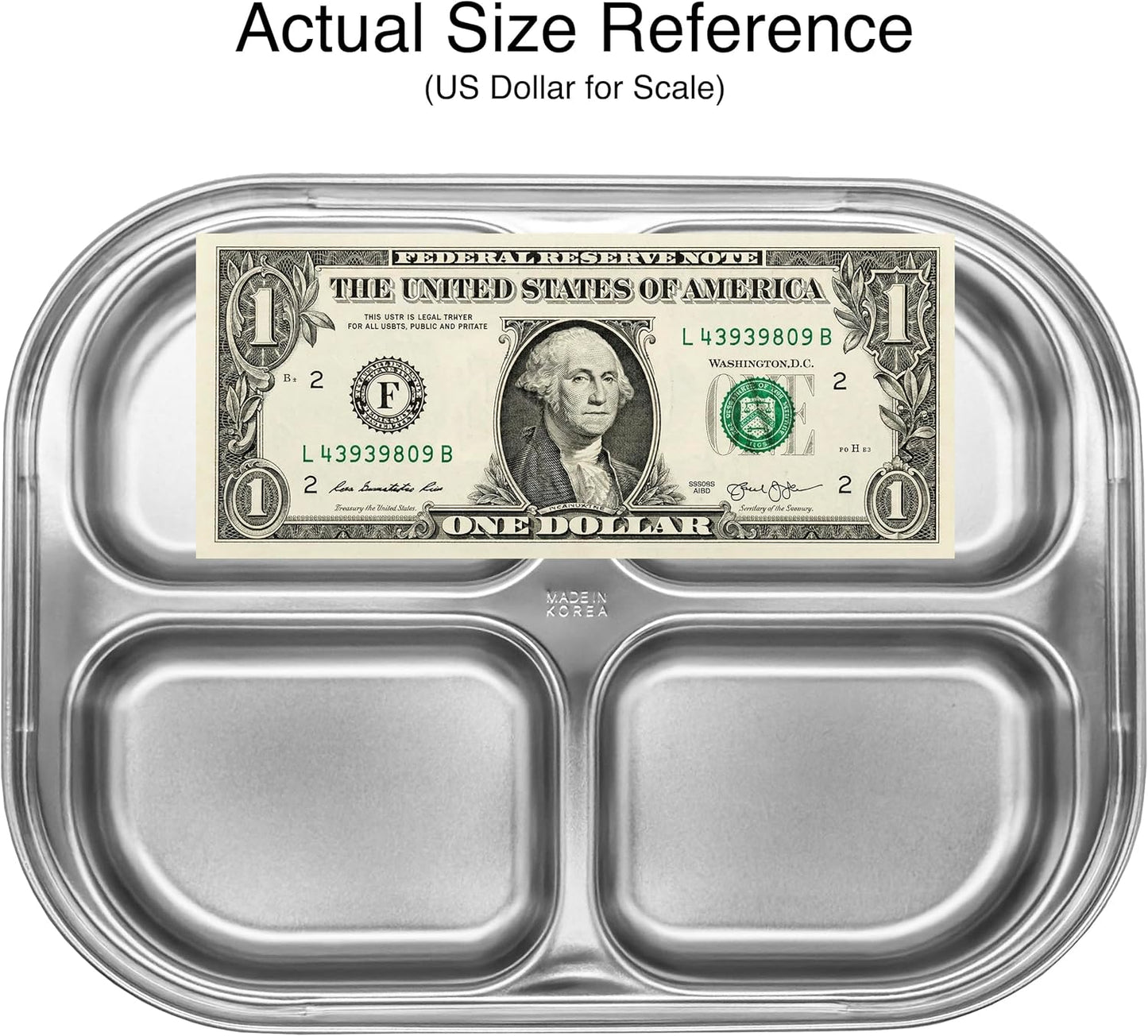 Korean Stainless Steel Divided Plates for Adults, Teens, Premium 304, Electro-Polished, No Black Residue, BPA-Free, Large 5-Compartment Food Tray, Diet Portion Control, Camping, Set of 2