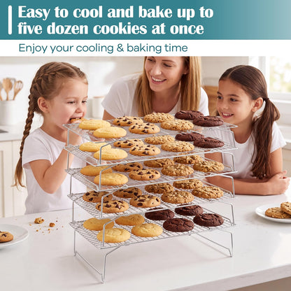 P&P CHEF 4 Tier Stackable Cooling Racks for Cooking and Baking, 15" x 10"