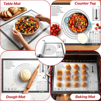 XL Silicone Pastry Mat for Baking Dough Mat, Extra Large 28x20 inches Grey
