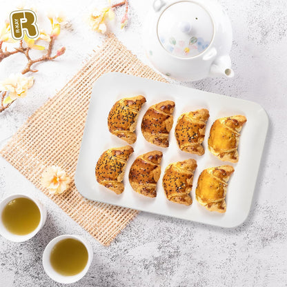 R-kay 3 Pack White Plastic Serving Trays for Party - Rectangular, 8 by 11 in, Heavy Duty Dessert Trays for Food