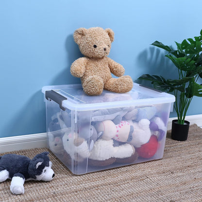 Citylife 32 QT Plastic Storage Bins with Latching Lids Stackable Storage Containers for Organizing Large Clear Storage Box for Garage, Closet, Kitchen, 4 Packs