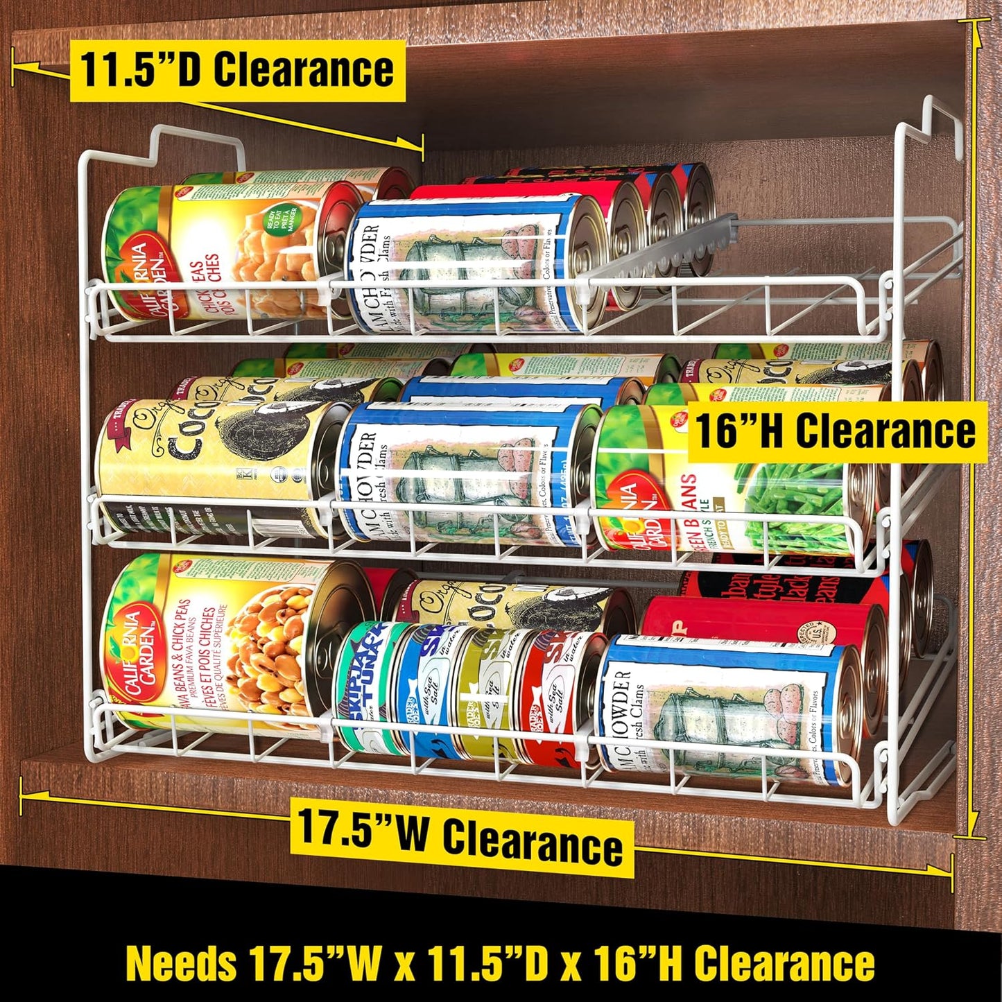 Deco Brothers Stackable Can Rack Organizer for Kitchen and Pantry, Holds Upto 36 Cans, Chrome Finish