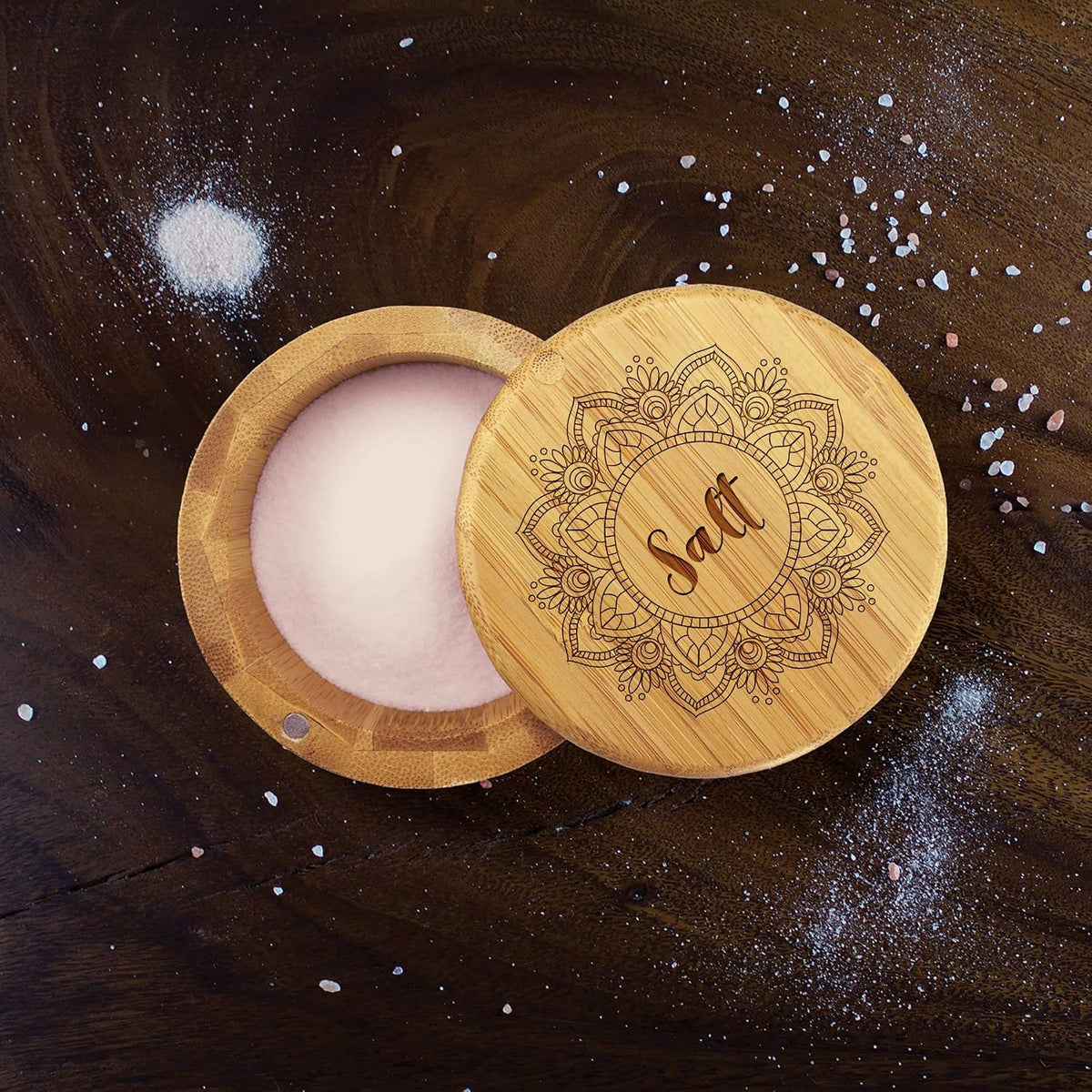 Totally Bamboo Salt Cellar with Swivel Lid, Salt Container for Countertop