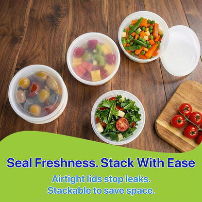 Food Storage Containers [10 Set] x [32 oz] Plastic Deli Containers with Lids Soup Meal Prep Containers | BPA Free | Stackable | Leakproof | Microwave/Dishwasher/Freezer Safe (10 Set, 32 oz)