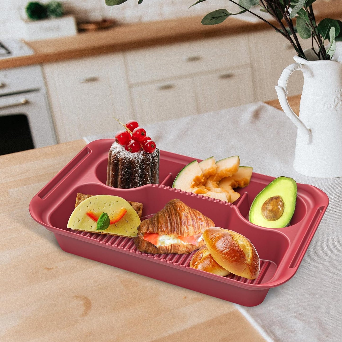 4PCS Plastic Melamine Grill Carry Prep System Tray Set, Marinating Plate for Plating Food & BBQ Prep Tub for Marinating Meats, BBQ Grill Prep Trays