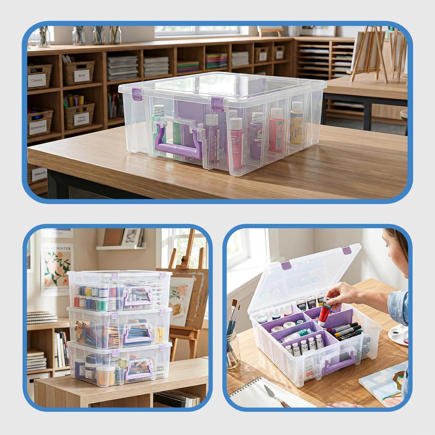 ArtBin 6990SO Super Satchel Double Deep Compartment Box - Art Storage with 8 Removable Compartments, Smart Closure for Craft Supplies (Gold - Pack of 1)