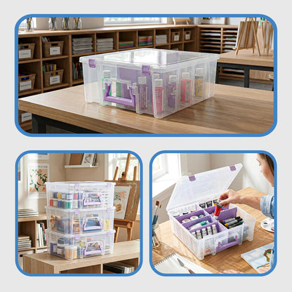 ArtBin 6990SO Super Satchel Double Deep Compartment Box - Art Storage with 8 Removable Compartments, Smart Closure for Craft Supplies (Gold - Pack of 1)