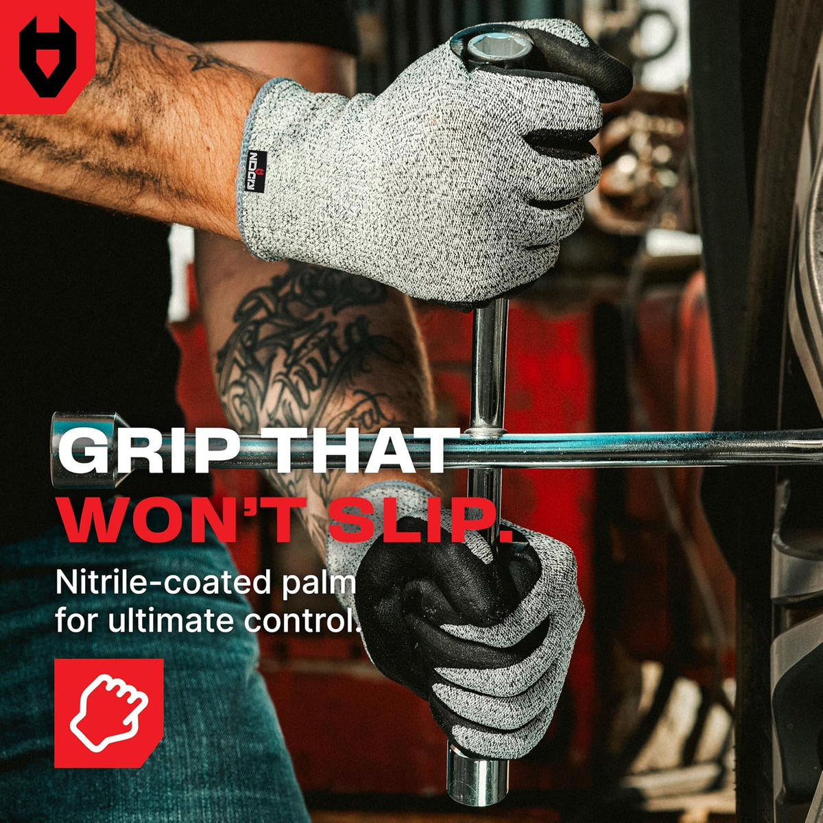 NoCry Cut Resistant Work Gloves For Men & Women, Nitrile Waterproof Palms