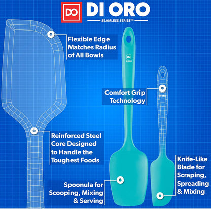 DI ORO Silicone Spatula Set - Rubber Kitchen Spatulas for Baking, Cooking, & Mixing - 600°F Heat-Resistant & BPA Free Silicone Scraper Spatulas for Nonstick Cookware - Dishwasher Safe (3pc, Black)
