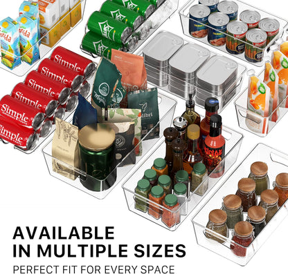 Simple Houseware 4 Pcs Pantry Clear Bin Storage Organizer, 14" x 7" x 3.75"