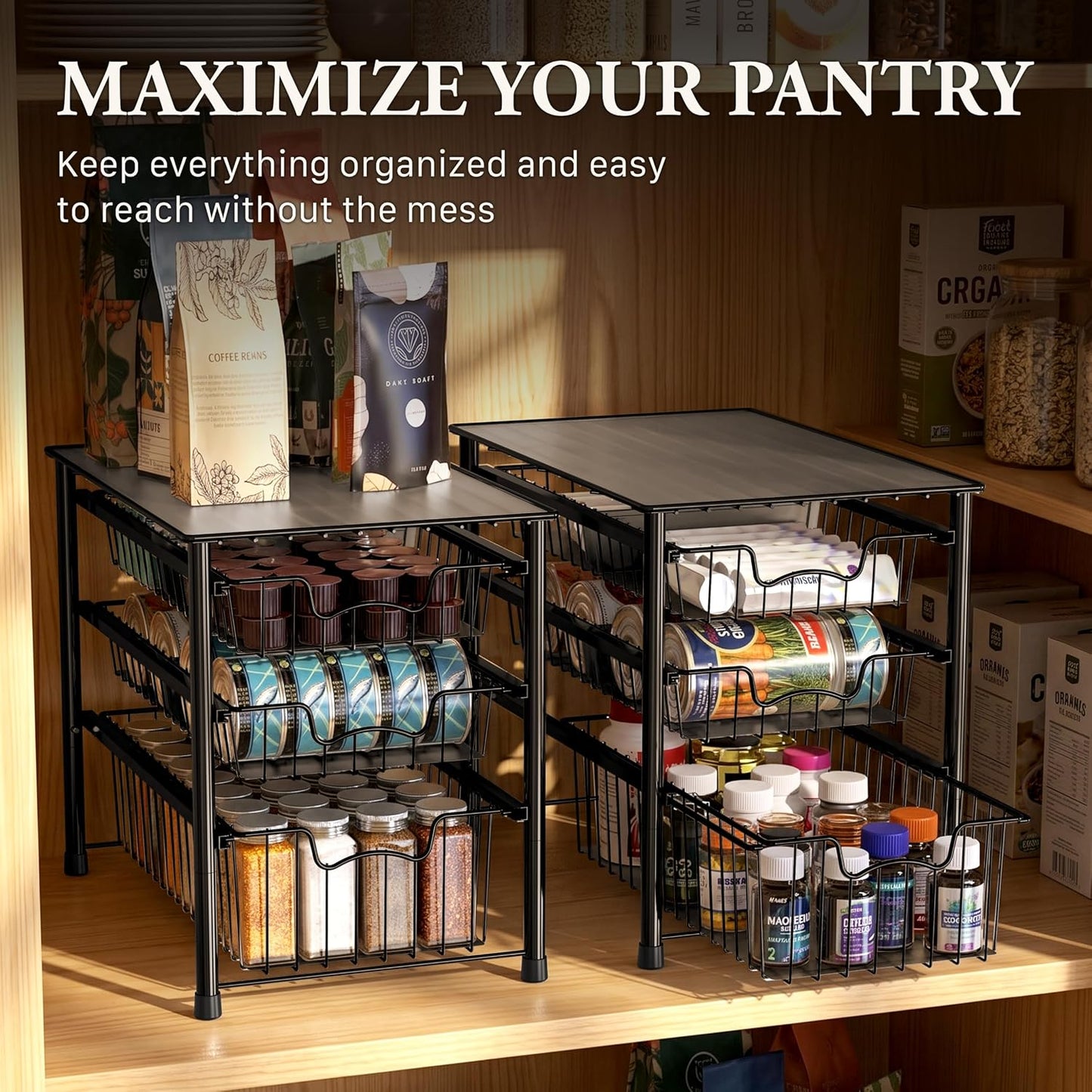 Simple Houseware Stackable Basket Drawer, Chrome