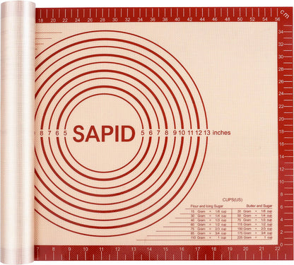 Sapid Extra Thick Silicone Pastry Mat Non-slip with Measurements for Non-stick Silicone Baking Mat Extra Large, Dough Rolling, Pie Crust, Kneading Mats, Countertop, Placement Mats (24" x 36", Gray)