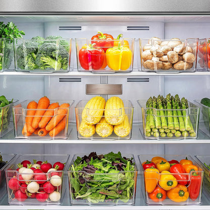 Zulay Kitchen 4 Pack Refrigerator Organizer Bins – Large Clear Fridge Storage Containers with Built-In Handles & Non-Slip Feet - Ideal Fridge Organizers, Kitchen Cabinets, Pantry Organization