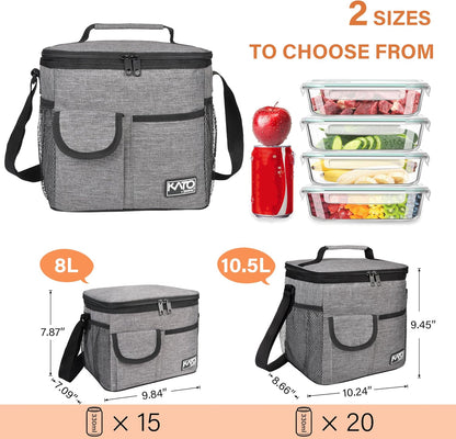 Tirrinia Insulated Lunch Bag for Women Men, Leakproof Lunch Box Containers for Adult, Work, School, Soft Lunchbox for Kids,Boys, Adult Cooler Bag for Picnic Hiking Beach,Charcoal