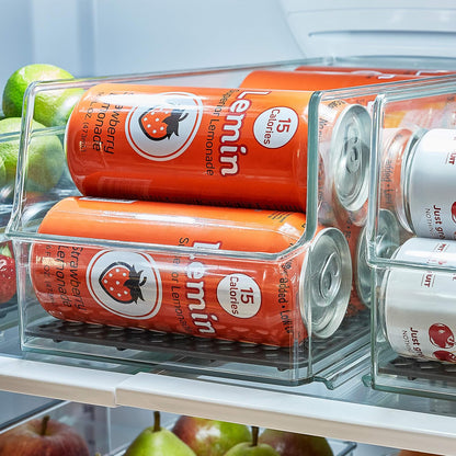 Spectrum Hexa in-Fridge Bin, Tall Holder Dispenser Rack for Storage and Organization, Holds Drink Cans, Meats, Produce, and More, Clear