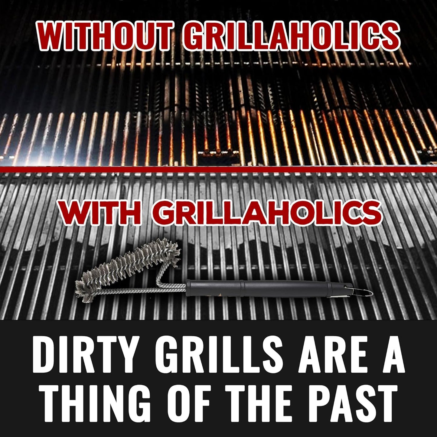 Grillaholics Grill Brush for Outdoor Grill - Safe Bristle Free BBQ Brush with Built-in Scraper – The Perfect Grilling Accessory for Cleaner Grilling