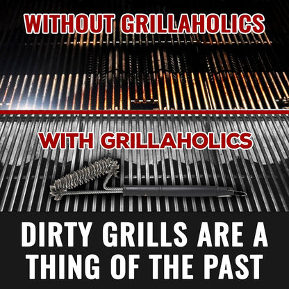 Grillaholics Grill Brush for Outdoor Grill - Safe Bristle Free BBQ Brush with Built-in Scraper – The Perfect Grilling Accessory for Cleaner Grilling
