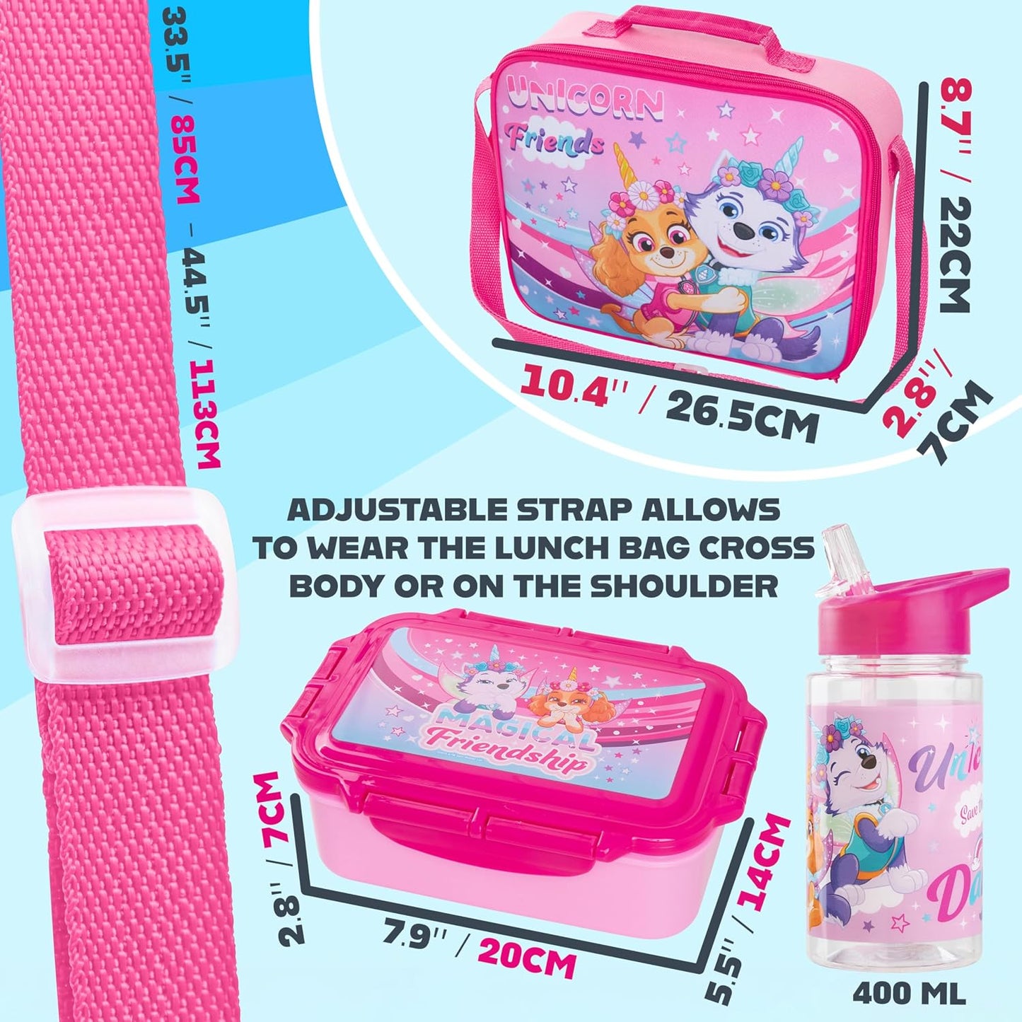 Get Trend SpongeBob Squarepants Water Bottle Lunch Box Lunch Bag Kids Set 3 Pcs Insulated Snack Bag for School Travel Gifts for Kids (Blue SpongeBob)