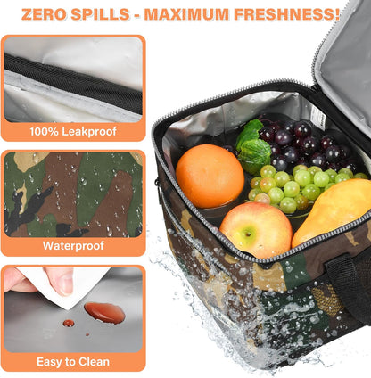 Tirrinia Insulated Lunch Box for Men/Women, Leakproof Lunch Bag for School Work, Large Lunch Tote Kids Boys Girls Student Back to School, Soft Cooler Office Picnic Beach Camping for Adults, Charcoal