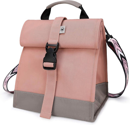 SUNNY BIRD Insulated Lunch Bag Pink Lunch Box Small Cooler Bag for Women, Girls, Adults and Teens (Pink)