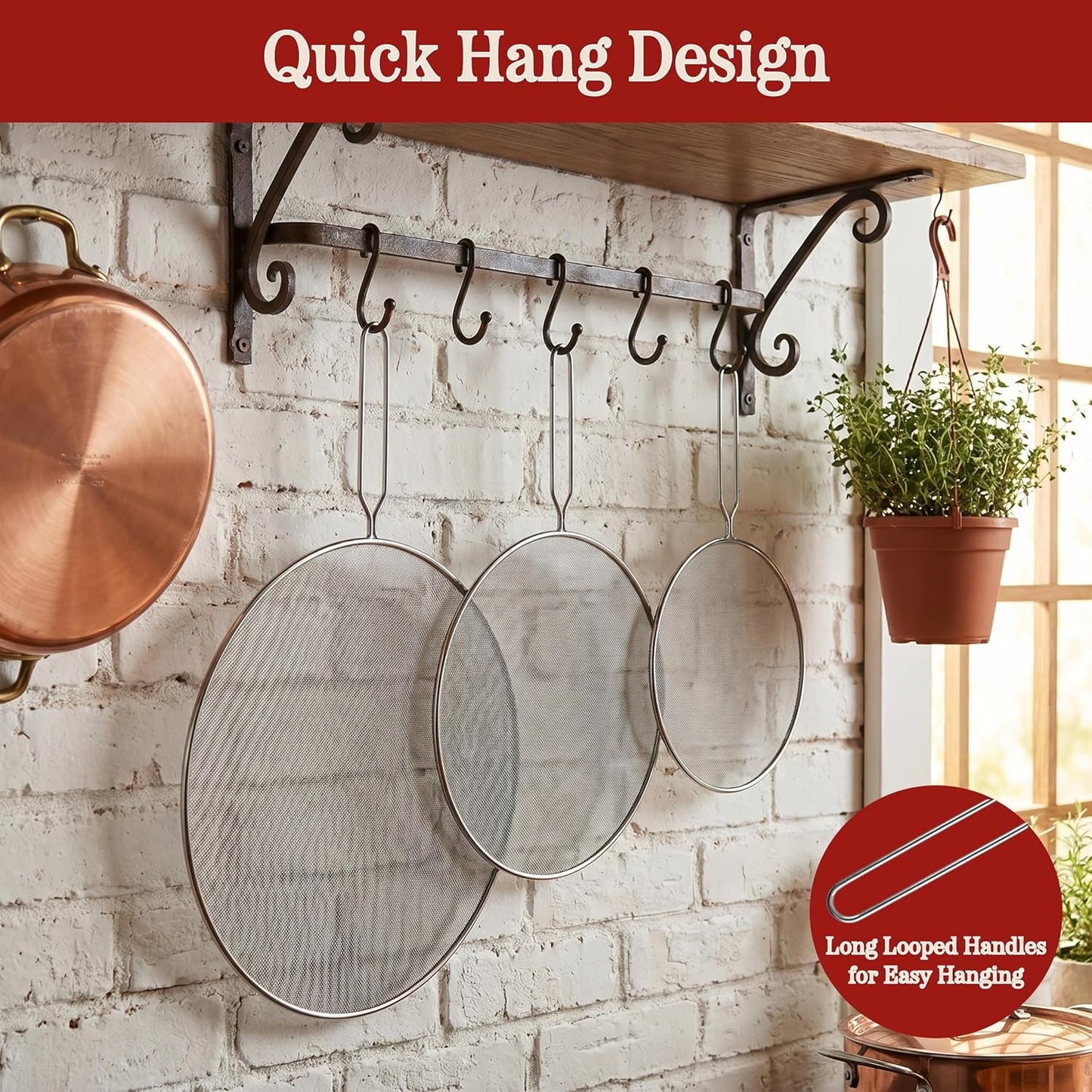 3-Piece Splatter Screen Set – Fine Mesh Stainless-Steel Grease Splatter Guard For Pots, Pans, and Skillets – Kitchen Gadgets By Classic Cuisine