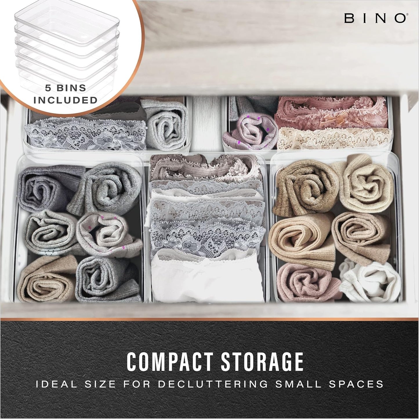 BINO | Plastic Bins, Large - 2 Pack | THE LUCID COLLECTION | Multi-Use| Built-In Handles | BPA-Free | Clear Storage Containers | Fridge Organizer | Pantry & Home Organization