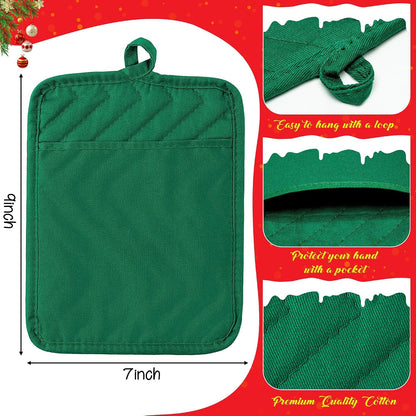 R HORSE 6Pcs Black Pot Holders with Pocket for Kitchen, 7''x 9''