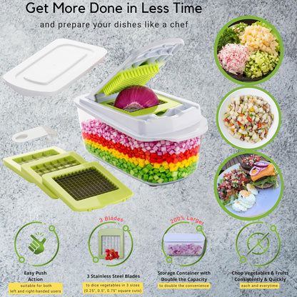 Brieftons QuickPush 8-Cup Push-Down Manual Vegetable Chopper & Food Dicer