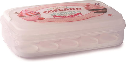 Snips Cupcake Holder 14 Litres White | Double Decorated Container with Double Tray | Made in Italy | BPA-Free