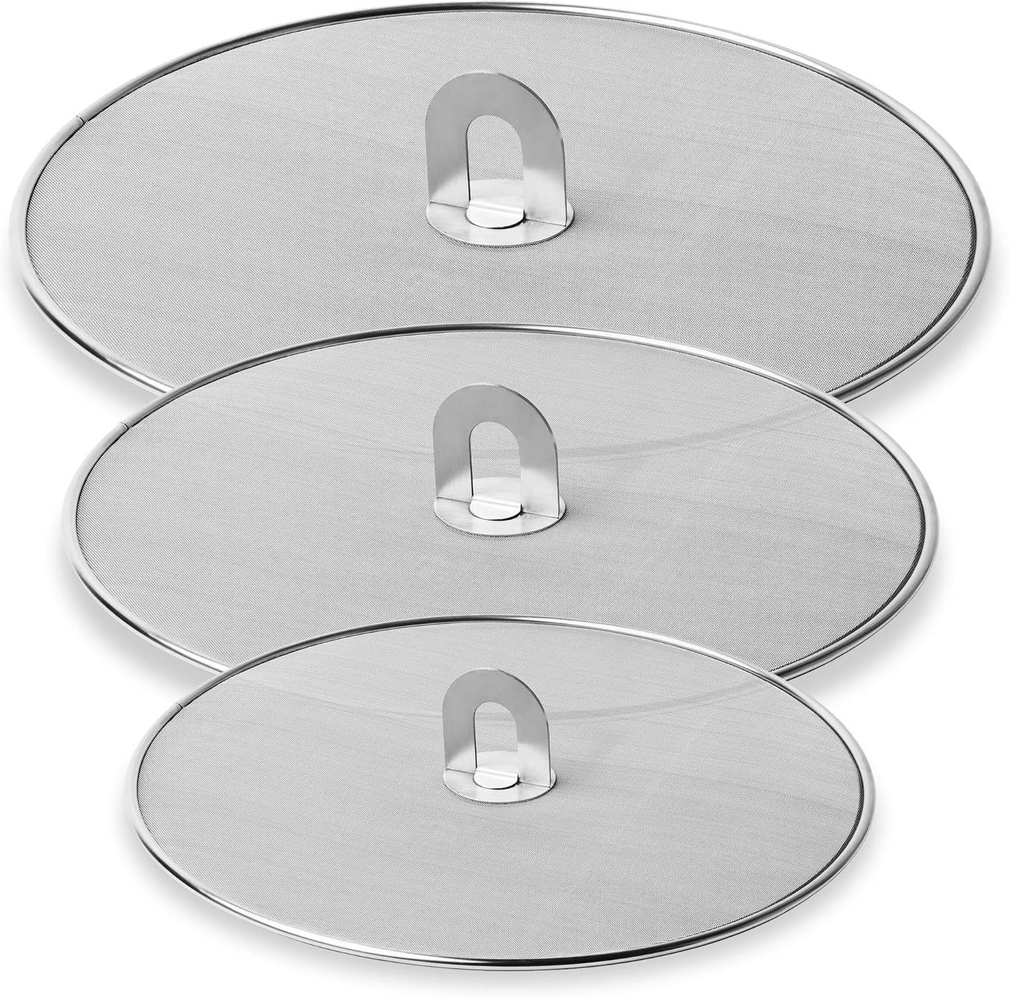 Homestia Splatter Screen for Kitchen, Stainless Steel Fine Mesh Splatter Screen for Frying Pan, 10” Grease Splatter Guard with Fold Flat Knob