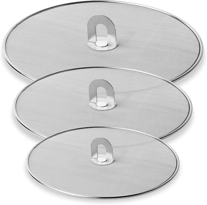 Homestia Splatter Screen for Kitchen, Stainless Steel Fine Mesh Splatter Screen for Frying Pan, 10” Grease Splatter Guard with Fold Flat Knob