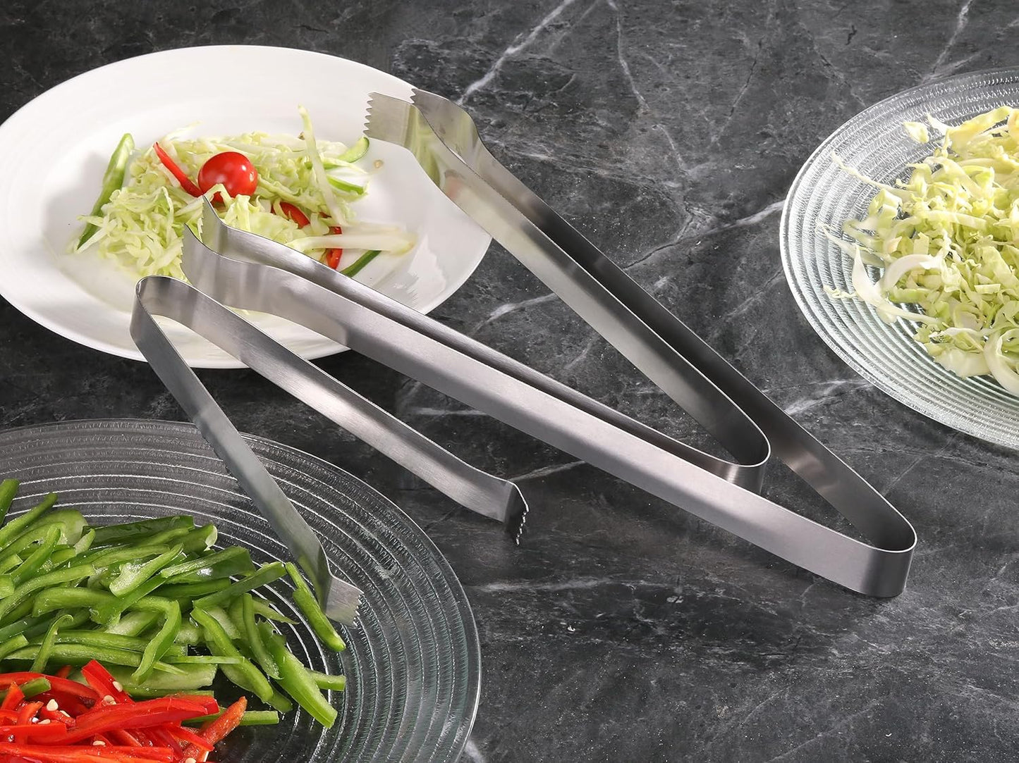 New Star Foodservice Restaurant-Grade Pom Tong, Stainless Steel, 6.5 Inch, Set of 6, Silver