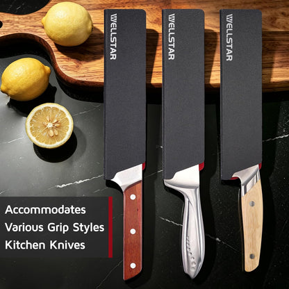 WELLSTAR Knife Edge Guards 8 Inch, Universal Blade Covers, BPA Free ABS Protective Blade Sheaths, Non-Scratch Felt Lining Kitchen Knives Covers (Knives not included)