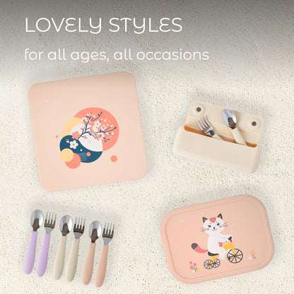 ASOMIC® Premium 316 Stainless Steel Toddler Utensils with Silicone Handles & Travel Case, Kids Spoon & Fork Set for Toddler Self Feeding at Daycare, Preschool & School, BPA-Free, Dishwasher Safe
