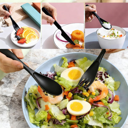 2 Pack Travel Utensils Set with Case, Wheat Straw Reusable Cutlery Set, Portable Spoon Knife Fork Tableware for Lunch Box, Picnic, Camping, Office, BPA Free for Adults Kids
