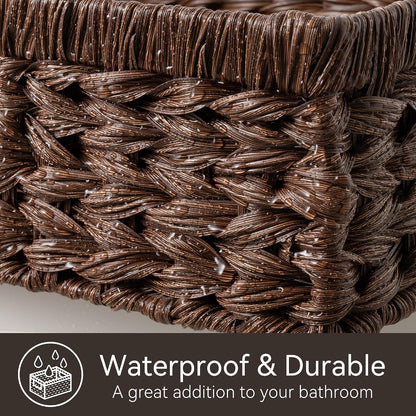 GRANNY SAYS Wicker Storage Baskets for Shelves, Water Hyacinth Basket with Scalloped Edge, Storage Wicker Baskets for Pantry, Large, 2-Pack