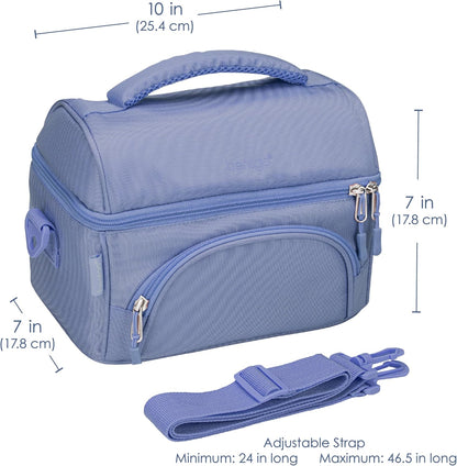 Bentgo Deluxe Lunch Bag - Durable and Insulated Lunch Tote with Zippered Outer Pocket, Internal Mesh Pocket, Padded and Adjustable Straps, & 2-Way Zippers - Fits All Lunch Boxes (Blue)