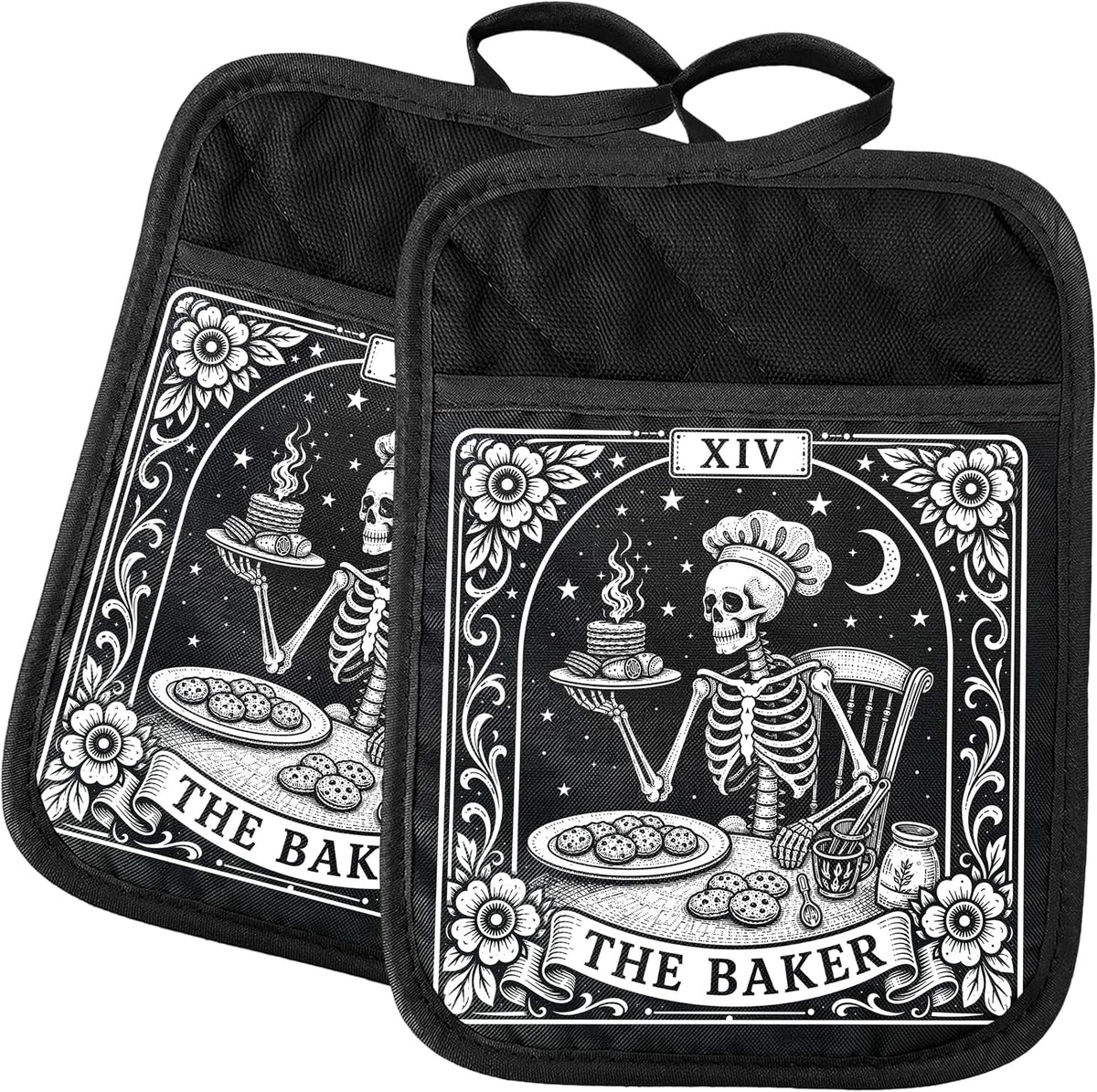 Gothic Cooking Skeleton Chef Pot Holders Heat Resistant
