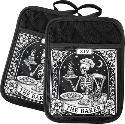 Gothic Cooking Skeleton Chef Pot Holders Heat Resistant