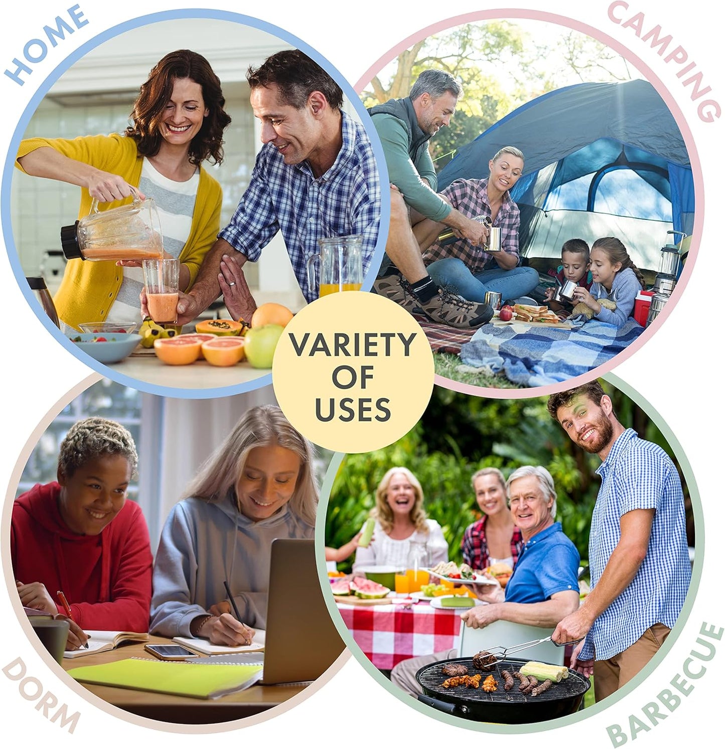 FOODLE Wheat Straw Dinnerware Set - BPA Free & Safety Tested - Microwave & Dishwasher Safe Dishes - Perfect for Camping, Picnic, RV, Dorm - Plates, Cups and Bowls - Great for Kids & Adults - For 4