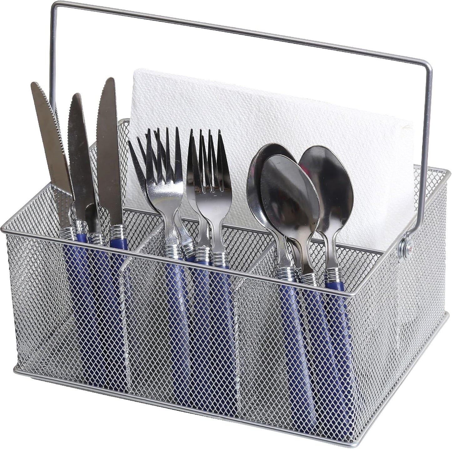 YBM HOME Mesh Silver Condiment Caddy / Kitchen Supply, Utensil, Napkin Holder (w'7 L'9.1/4 Depth 4'3/8 Inch) 1151M (1)