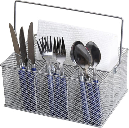 YBM HOME Mesh Silver Condiment Caddy / Kitchen Supply, Utensil, Napkin Holder (w'7 L'9.1/4 Depth 4'3/8 Inch) 1151M (1)