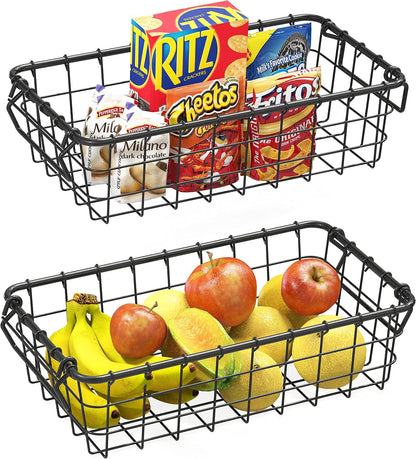 Simple Houseware 2 Pack Stackable Single Wire Basket, (11.5 x 15 x 7.5 in)