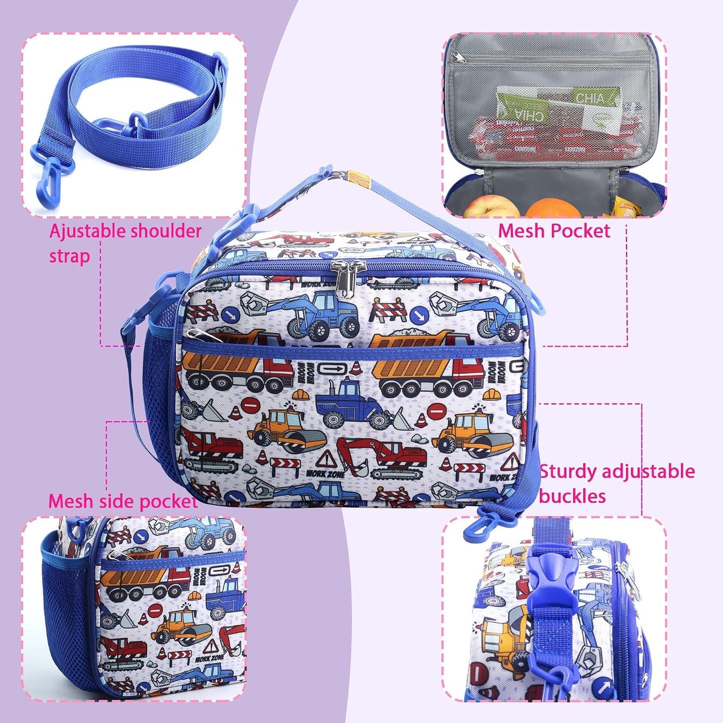 RLGPBON Kids Lunch Bag,Insulated Lunch Box for Girls,Lunch Bag Toddler Teen,School Daycare Cute Travel bags